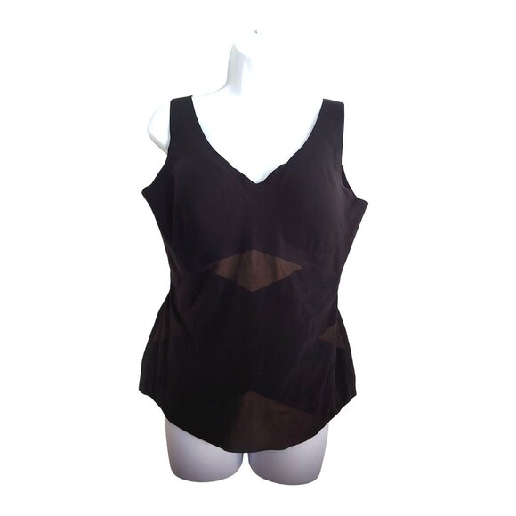 Honeylove Liftwear Bra Tank Vamp Black V-Neck Shapewear Activewear Smoothing 1X - Picture 2 of 10